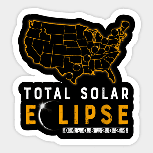 America Totality Total Solar Eclipse99 April 8 2024 USA Map Sticker